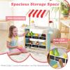 HONEY JOY Kids Ice Cream Cart, Wooden Grocery Store Playset w/6 Pieces Play Food, Realistic Bell & Food Scale, Chalkboard, Pretend Play Dessert Shop Counter Stand Truck, Gift for Boys Girls view 3