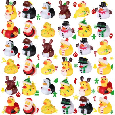 Sratte 36 Christmas Rubber Duck Bulk, Mini Santa Rubber Duck Bath Toys Assorted Xmas Party Decorations for Christmas Party Favors Stocking Stuffers Gifts for Coworkers Class (Santa Style)