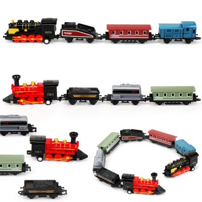 Hanaive 2 Sets Train Toys Small Pull Back Alloy Retro Steam Train Simulation Model Diecast Locomotive for Boys Girls Birthday Party Favor Back to School Classroom Teacher Reward Gifts(Black,Red)