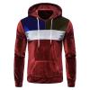 Maiyifu-GJ Men's Color Block Hooded Velour Jacket Casual Long Sleeve Velvet Velour Hoodies Retro Hip Hop Sweatshirt Pullover (Red,Medium) view 1