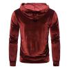 Maiyifu-GJ Men's Color Block Hooded Velour Jacket Casual Long Sleeve Velvet Velour Hoodies Retro Hip Hop Sweatshirt Pullover (Red,Medium) view 2