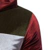 Maiyifu-GJ Men's Color Block Hooded Velour Jacket Casual Long Sleeve Velvet Velour Hoodies Retro Hip Hop Sweatshirt Pullover (Red,Medium) view 4