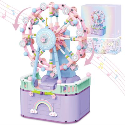 R HOME STORE Music Box Building Toys, Rotating Ferris Wheel DIY Building Block for Girls and Boys 6-12 Years Old, 710 pcs, Valentine for Adults and Aged 8 9 10 11 12 Kids