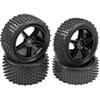 4Pack HIRCQOO OD 88mm/3.46" Front & Rear Rubber Plastic Wheel Rims Tires 12mm Hex Hub Compatible with Redcat Tornado Shockwave HPI HSP ExceedRC Kyosho 1/10 Scale Off Road Buggy (Black) view 1