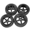 4Pack HIRCQOO OD 88mm/3.46" Front & Rear Rubber Plastic Wheel Rims Tires 12mm Hex Hub Compatible with Redcat Tornado Shockwave HPI HSP ExceedRC Kyosho 1/10 Scale Off Road Buggy (Black) view 2