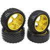 4Pack HIRCQOO OD 88mm/3.46" Front & Rear Rubber Plastic Wheel Rims Tires 12mm Hex Hub Compatible with Redcat Tornado Shockwave HPI HSP ExceedRC Kyosho 1/10 Scale Off Road Buggy (Yellow) view 1