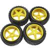 4Pack HIRCQOO OD 88mm/3.46" Front & Rear Rubber Plastic Wheel Rims Tires 12mm Hex Hub Compatible with Redcat Tornado Shockwave HPI HSP ExceedRC Kyosho 1/10 Scale Off Road Buggy (Yellow) view 2