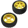 4Pack HIRCQOO OD 88mm/3.46" Front & Rear Rubber Plastic Wheel Rims Tires 12mm Hex Hub Compatible with Redcat Tornado Shockwave HPI HSP ExceedRC Kyosho 1/10 Scale Off Road Buggy (Yellow) view 4