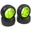4Pack HIRCQOO OD 88mm/3.46" Front & Rear Rubber Plastic Wheel Rims Tires 12mm Hex Hub Compatible with Redcat Tornado Shockwave HPI HSP ExceedRC Kyosho 1/10 Scale Off Road Buggy (Green) view 1
