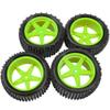 4Pack HIRCQOO OD 88mm/3.46" Front & Rear Rubber Plastic Wheel Rims Tires 12mm Hex Hub Compatible with Redcat Tornado Shockwave HPI HSP ExceedRC Kyosho 1/10 Scale Off Road Buggy (Green) view 2