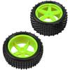 4Pack HIRCQOO OD 88mm/3.46" Front & Rear Rubber Plastic Wheel Rims Tires 12mm Hex Hub Compatible with Redcat Tornado Shockwave HPI HSP ExceedRC Kyosho 1/10 Scale Off Road Buggy (Green) view 4