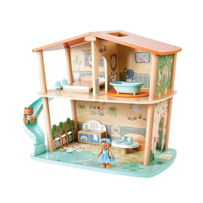Hape Tigers Jungle House,Green Planet Explorers | Educational Toy Doll House with Furniture, for Children Ages 3+ Years