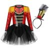 Agoky Girls Halloween Circus Ringmaster Costume Tassel Sequin Dance Leotard Dress with Mini Top Hat Cosplay Fancy Dress Up Red 16 Years view 3