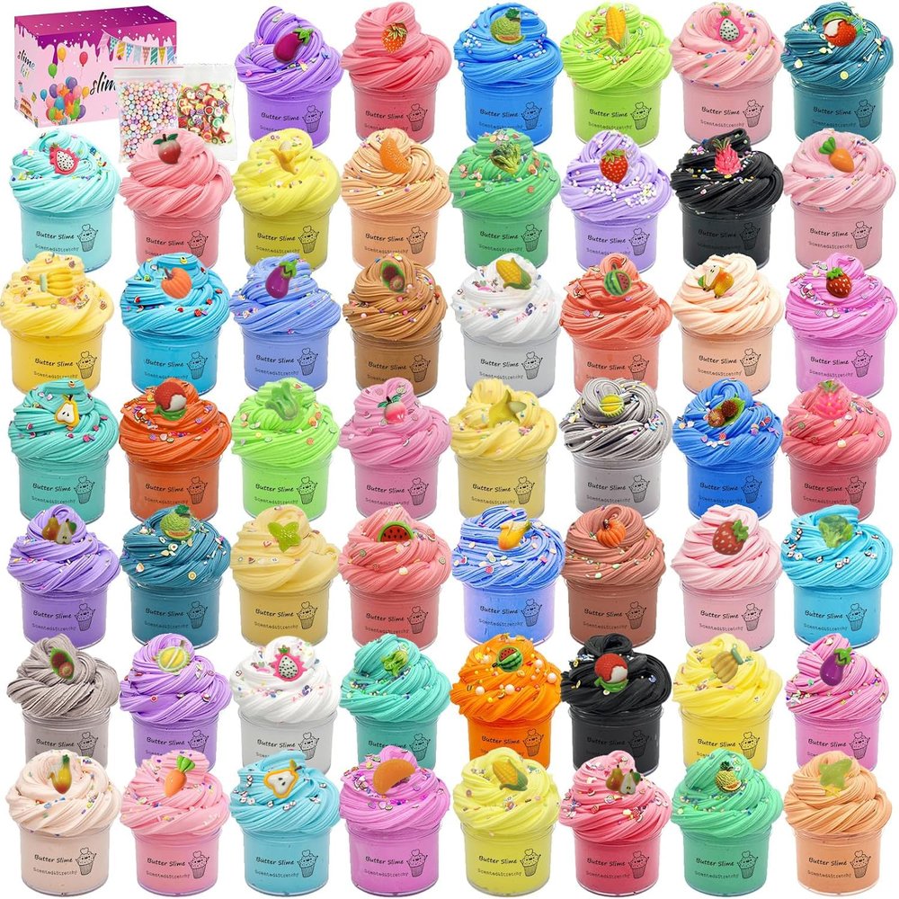 54 Pack Butter Slime Toy kit, Super Soft and Non-Sticky,Very Suitable Birthday Gifts for Boys and Gir,Party Favors,Stress Relief Toys,Easter Filling Stuffers.