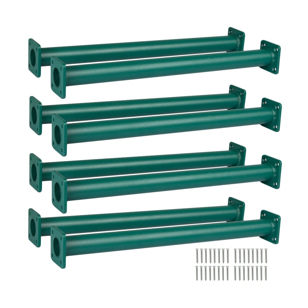 Barcaloo Playground Equipment Monkey Bars Playset Attachment for Backyard - Set of 8 Green Powder Coated Indoor Monkey Bars Set for Kids with Mounting Plates, 16 1/2 Inches Long