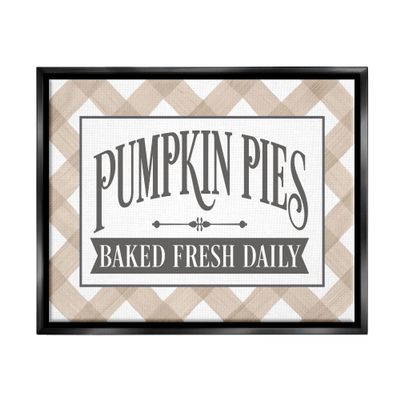 Stupell Industries Pumpkin Pies Baked Fresh Seasonal Tartan Sign Floating Framed Wall Art, Design By Lettered and Lined