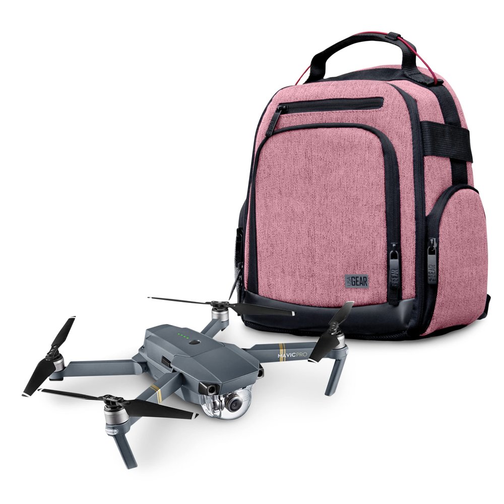 USA Gear Compact Drone Backpack - RC Quadcopter Drone Case Fits DJI Mini 4K, DJI Mini 3, AVIALOGIC, Controller & more Compact Quadcopters - Customizable Interior, Weather Resistant Exterior (Red)