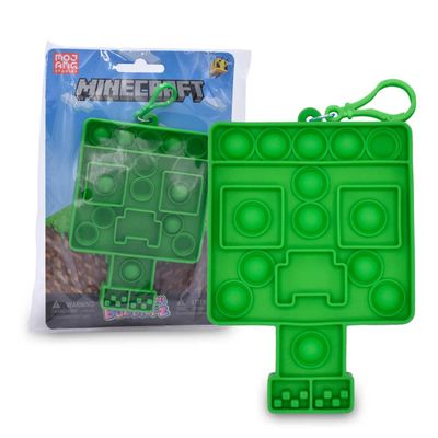 Just Toys Minecraft MiniBubblerz Fidget Popper Key/Backpack Hanger (Random Creeper, Steve, Cow, or Alex), Officially Licensed, Portable Sensory Toy