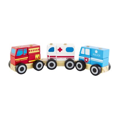 Mud Pie Children's Emergency Vehicle Block Train