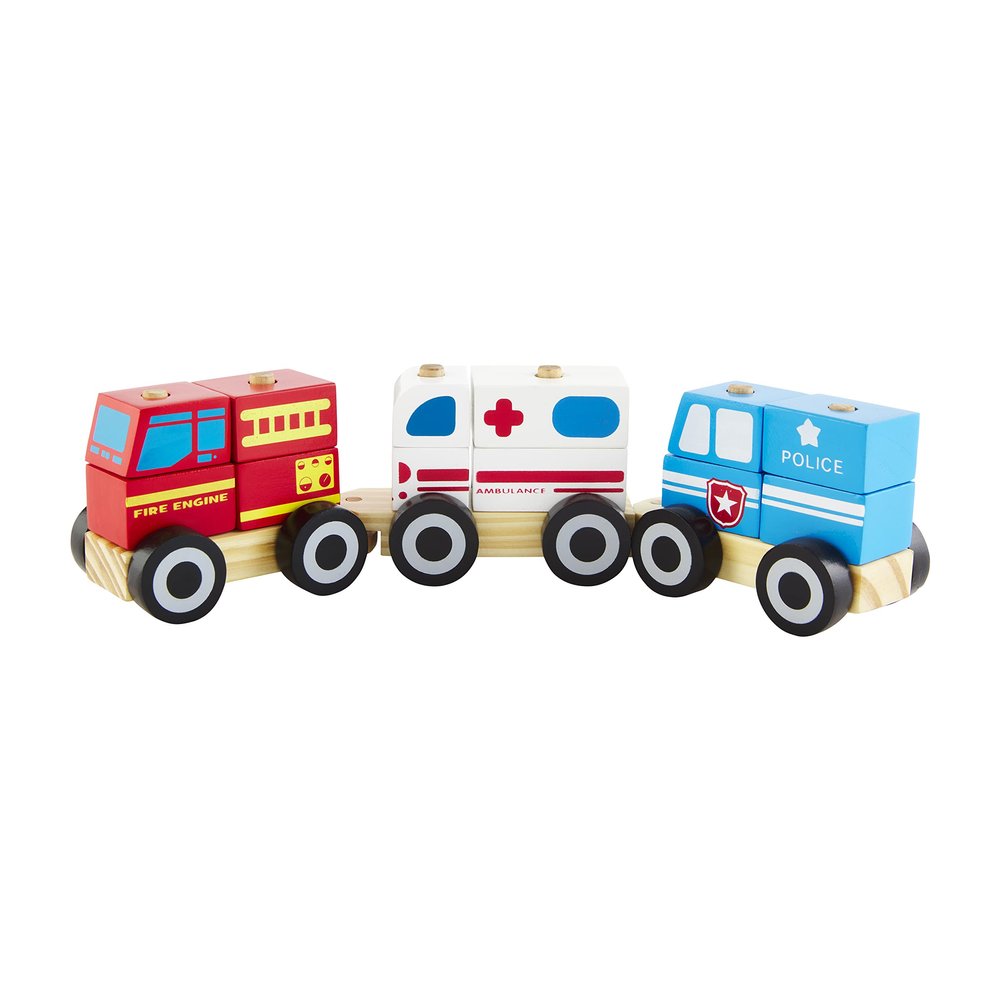 Mud Pie Children's Emergency Vehicle Block Train