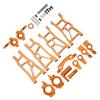 RC Suspension Arm Steering Assembly Set, Aluminium Alloy High Strength Shock Absorptio RC Metal Upgrade Parts Kit Compatible for Racing 10 1/10(Orange) view 1