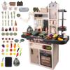 Pretend Food Kitchen Playset Toy Accessories Set with Real Sound, Lights Running Water Steam, Music view 1