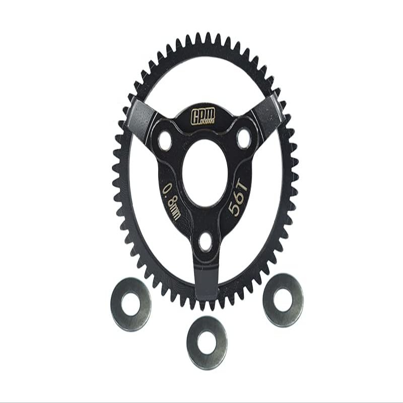 GPM Upgrades Carbon Steel Spur Gear0.8/56T,48P/86T,15T+56T,15T+86T for 1/10 2WD F-150 SVT Raptor58064-2& 2WD Bandit XL-5 Buggy & Bandit Vxl Brushless Buggy & 2WD Slash RC Cars (black-56T)