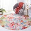 SAFAVIEH Washable Rug Paint Brush Collection - 6'7" Round, Blue & Blush Pink, Slip Resistant & Easy to Clean, Ideal for Living Room, Bedroom, Nursery, Kids Playroom, Dining Space (PTB159M) view 1