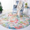 SAFAVIEH Washable Rug Paint Brush Collection - 6'7" Round, Navy & Orange, Slip Resistant & Easy to Clean, Ideal for Living Room, Bedroom, Nursery, Kids Playroom, Dining Space (PTB157N) view 1