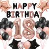 18th Birthday Decorations for Girls, Black Rose Gold 18th Happy Birthday Banner Jumbo Number 18 Star Foil Balloons 18th Birthday Latex Confetti Balloon for Girl Her 18 Years Old Birthday Party(18th) view 1