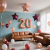 20th Birthday Party Decorations Rose Gold for Women, Happy Birthday Banner Rose Red Number 20 Balloons Star Foil Balloons 20th Birthday Confetti Balloons for Girls 20 Years Old Birthday Party(20th) view 3
