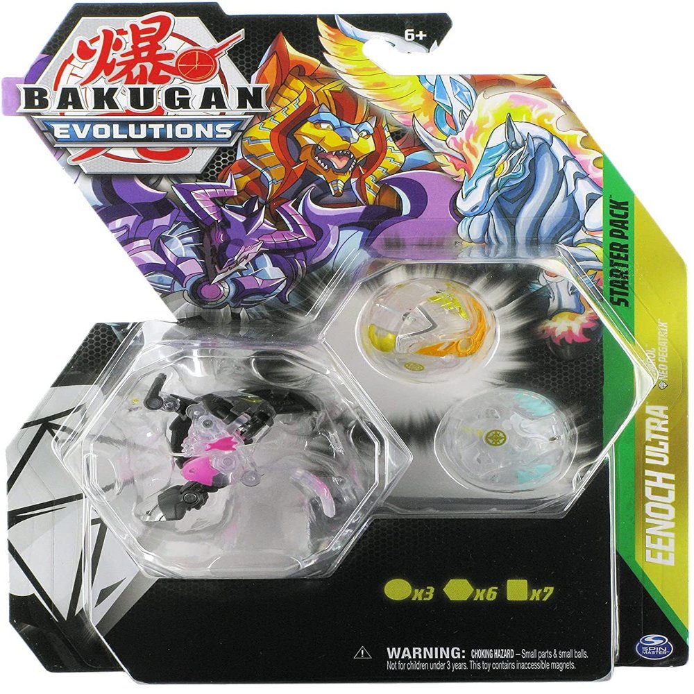Bakugan Evolutions 2022 Starter 3-Pack with Diamond Eenoch Ultra, Diamond Pharol, and Diamond Neo Pegatrix