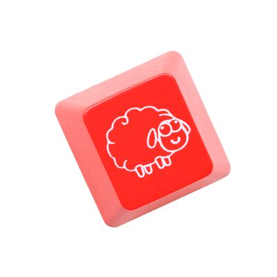 KPREPUBLIC Novelty Shine Through Keycaps ABS Etched Back lit Black red r1 ESC The Cute Sheep Sheep Sheep (Red ESC Sheep A x1)