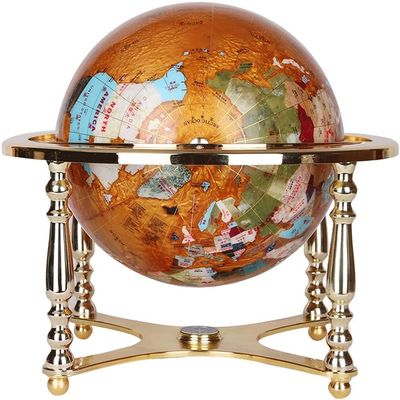 CEMU Classic Globe High -end Desktop World Earth Gem Gecean, with Four Golden Frames and Compass 720  Rotating Educational Education Earth 21.6 Inches Children and Adults