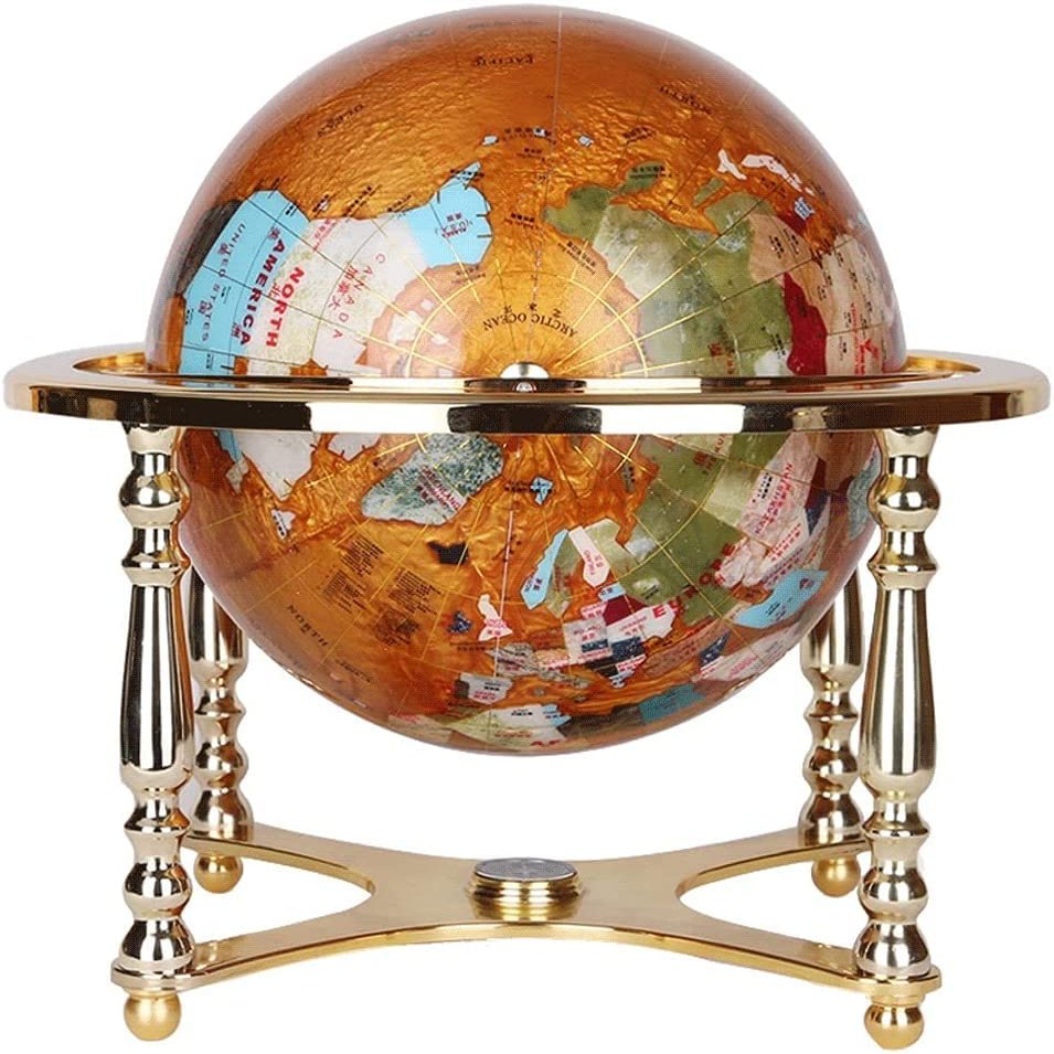 CEMU Classic Globe High -end Desktop World Earth Gem Gecean, with Four Golden Frames and Compass 720 Rotating Educational Education Earth 21.6 Inches Children and Adults