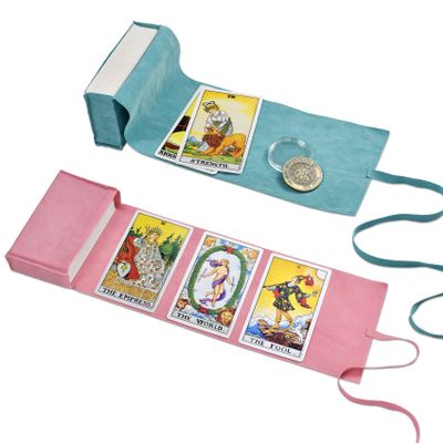 Knana 3Pcs Tarot Card Holder Velvet Tarot Bag Tarot Accessories - Pink&Blue