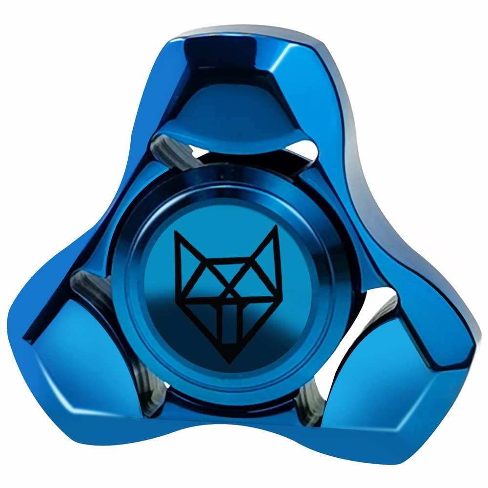 FREELOVE Metal Fidget Spinner for Adults, Stainless Steel Heavy Spinning Toys, Small Mini Fox Hand Gyro, Bearing Premium Long High Spin Fidget Block, Blue