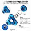 FREELOVE Metal Fidget Spinner for Adults, Stainless Steel Heavy Spinning Toys, Small Mini Fox Hand Gyro, Bearing Premium Long High Spin Fidget Block, Blue view 3