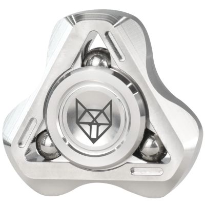 FREELOVE Clicking Sound Metal Fidget Spinners for Adults, Steel and Glow Balls Replaceable, Small Tri Figette Toys, Premium High Speed Long Spin Bearings, Stainless Steel CNC, Silver