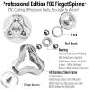 FREELOVE Clicking Sound Metal Fidget Spinners for Adults, Steel and Glow Balls Replaceable, Small Tri Figette Toys, Premium High Speed Long Spin Bearings, Stainless Steel CNC, Silver view 3