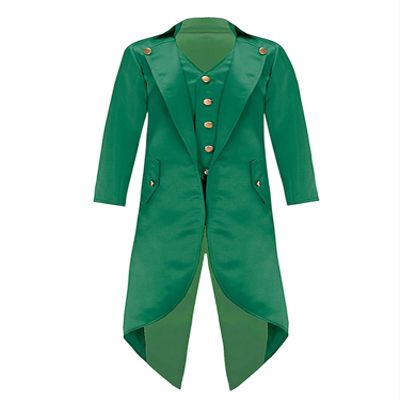 Agoky Boys Renaissance Steampunk Tailcoat Jacket Vampire Cosplay Vintage Costume Overcoat for Halloween Dark Green 14 Years