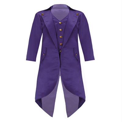 Agoky Boys Renaissance Steampunk Tailcoat Jacket Vampire Cosplay Vintage Costume Overcoat for Halloween Purple 14 Years