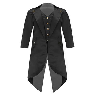 Agoky Boys Renaissance Steampunk Tailcoat Jacket Vampire Cosplay Vintage Costume Overcoat for Halloween Black 16 Years