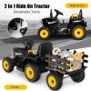 Costzon Ride on Tractor with Detachable Trailer, Kids' Electric Vehicles w/3-Gear-Shift Ground Loader, Wireless Design & USB, 7 LED Headlights, Remote Control Tractor Toy for Kids 3+ (12V, Black) view 2