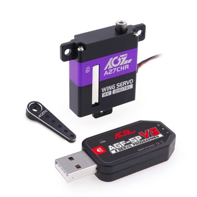AGFRC A27CHR 10.2KG Coreless Micro Wing Servo, HPS06 Metal Servo Horn and AGF-SPV3 Servo Programmer