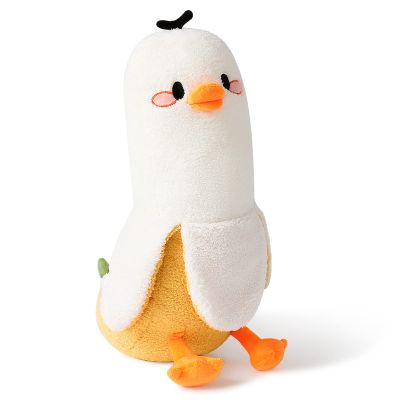 PEACH CAT Banana Duck Plush Pillow Duck Stuffed Animal Cute Banana Plushie for Girls and Boys White 19.7"
