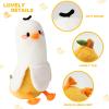 PEACH CAT Banana Duck Plush Pillow Duck Stuffed Animal Cute Banana Plushie for Girls and Boys White 19.7" view 2