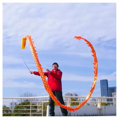 LXLZYXSF Dragon Dance Ribbon Flowy Spinning & Shaking Poi, Streamer with Rod, Elderly Grown-Up Outdoor Exercise Ribbon, (Color : A, Size : 5m/16ft Length)