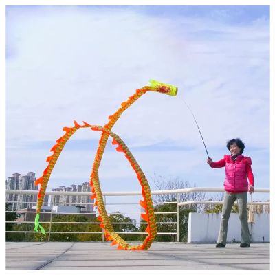 LXLZYXSF Dragon Dance Ribbon Flowy Spinning & Shaking Poi, Streamer with Rod, Elderly Grown-Up Outdoor Exercise Ribbon, (Color : B, Size : 7m/23ft Length)