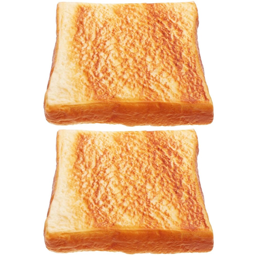 ULTECHNOVO Fake Bread, 2pcs Artificial Bread Simulation Food Model Kitchen Prop Fake Toast Sliced for Kitchen Home Party Halloween Decoration